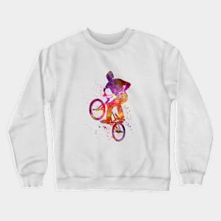 Man bmx acrobatic figure in watercolor Crewneck Sweatshirt